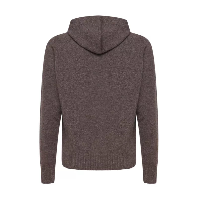 K-Way Marcy Lambswool Zip Hooded Pullover - Dark Brown