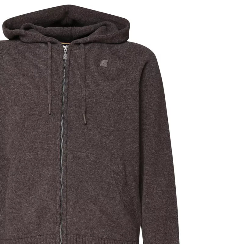 K-Way Marcy Lambswool Zip Hoodie - Dark Brown