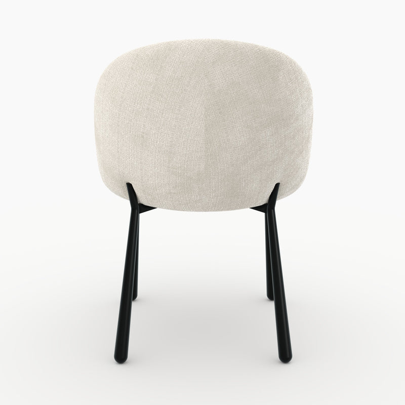 Lot de 2 chaises Pulpy en velours chenillé écru et métal noir