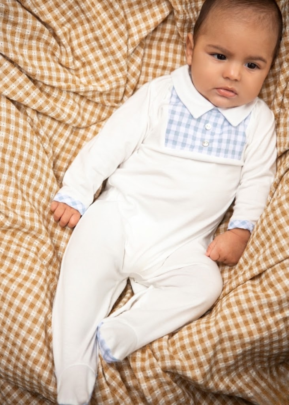 Sky And White Gingham Pajamas