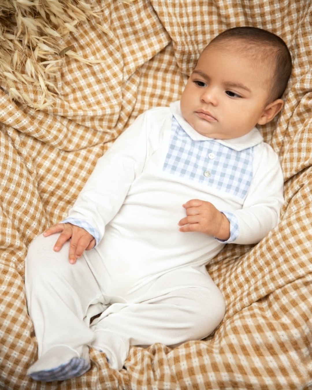 Sky And White Gingham Pajamas