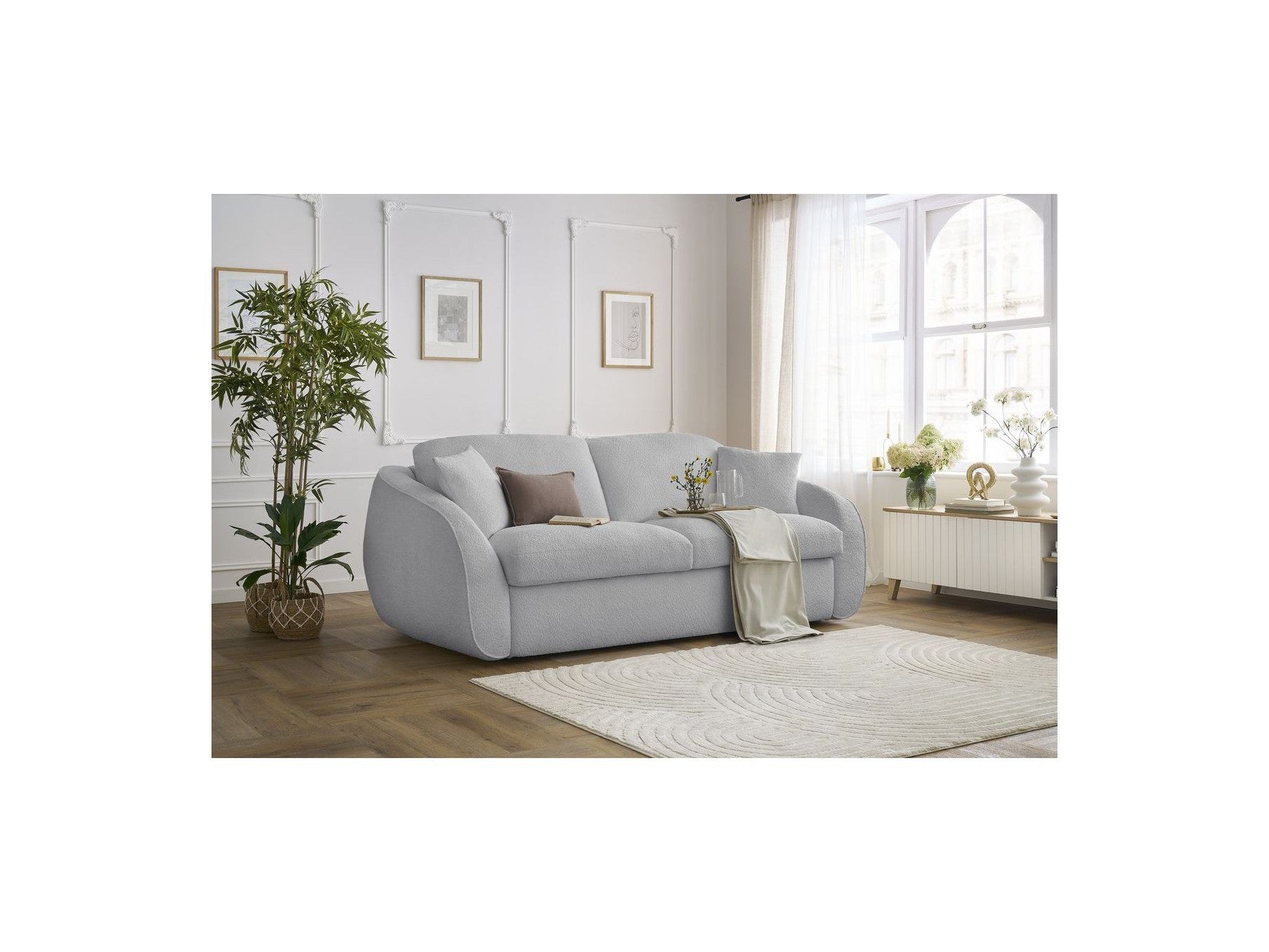 Cezanne - Straight Sofa Bed with Express Opening - Bouclé Fabric