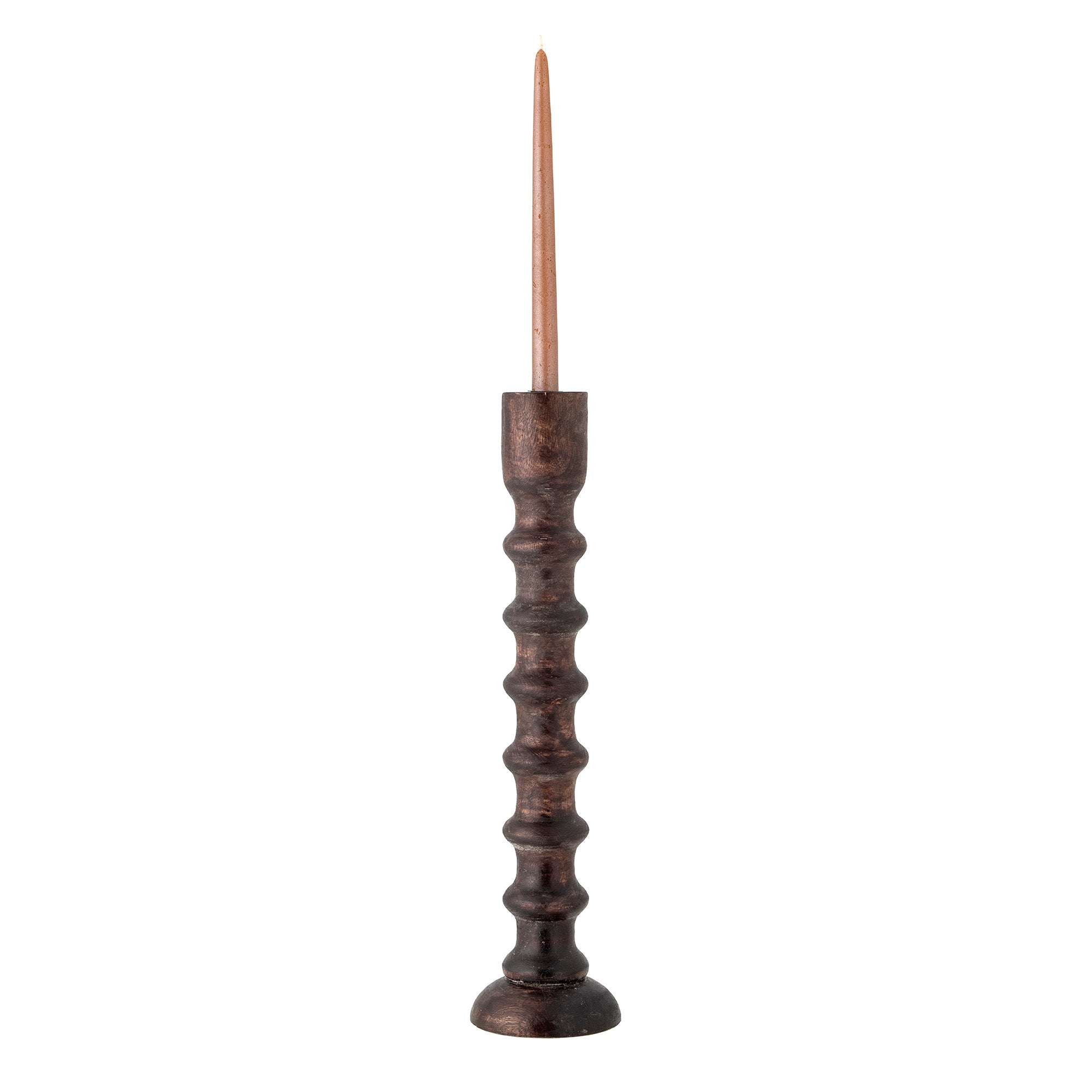Brenda - Lote de 4 Candeleros - Marrón - Madera de Mango