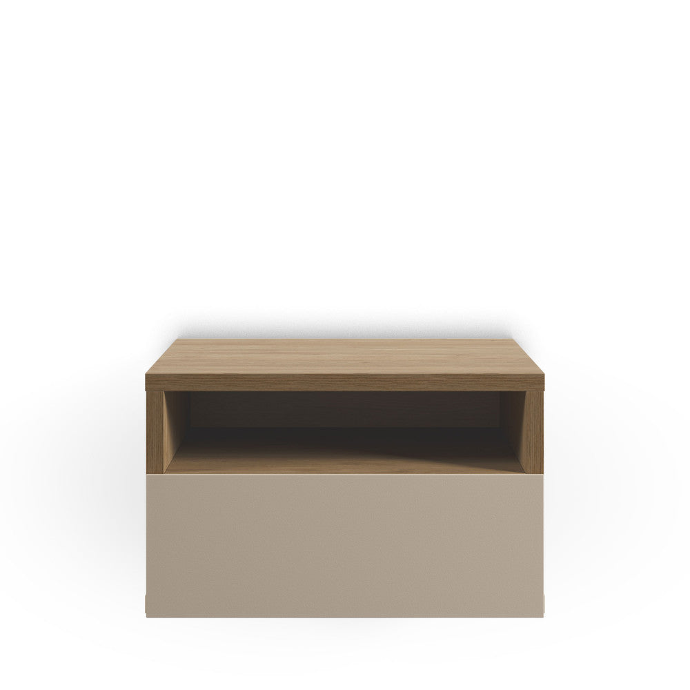 Quenor - Wall-Mounted Bedside Table with 1 Drawer - Wood - Beige
