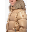 Quilted Down Jacket With Detachable Real Fur Trim