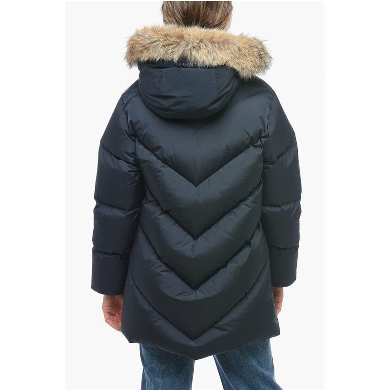 Quilted Down Jacket With Real Fur