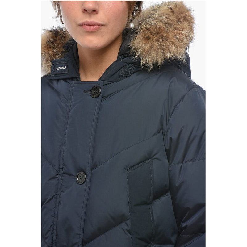 Quilted Down Jacket With Real Fur