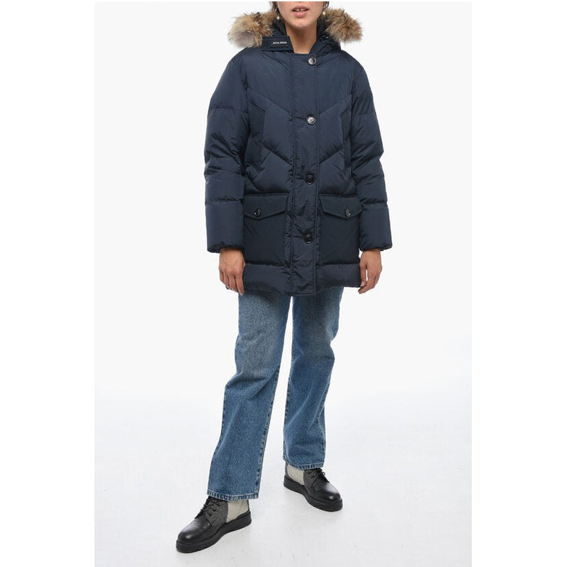 Quilted Down Jacket With Real Fur