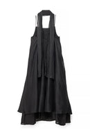 Robe Mi-Longue En Ramie Avec Écharpe Noir