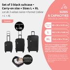 Set van 3 Ruimtebesparende Koffers - Handbagage + Maat L + Maat XL