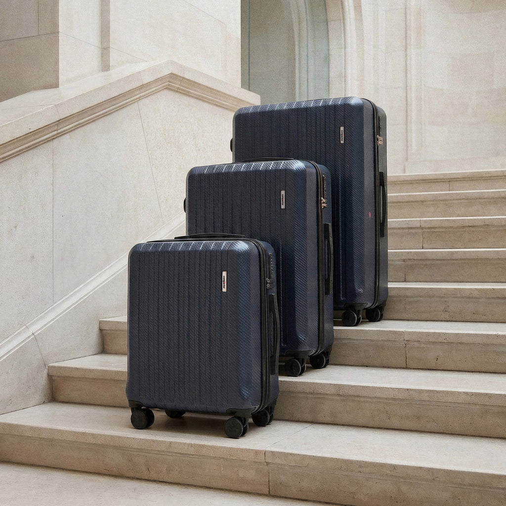 Set van 3 Ruimtebesparende Koffers - Handbagage + Maat L + Maat XL