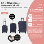 Set van 3 Ruimtebesparende Koffers - Handbagage + Maat L + Maat XL