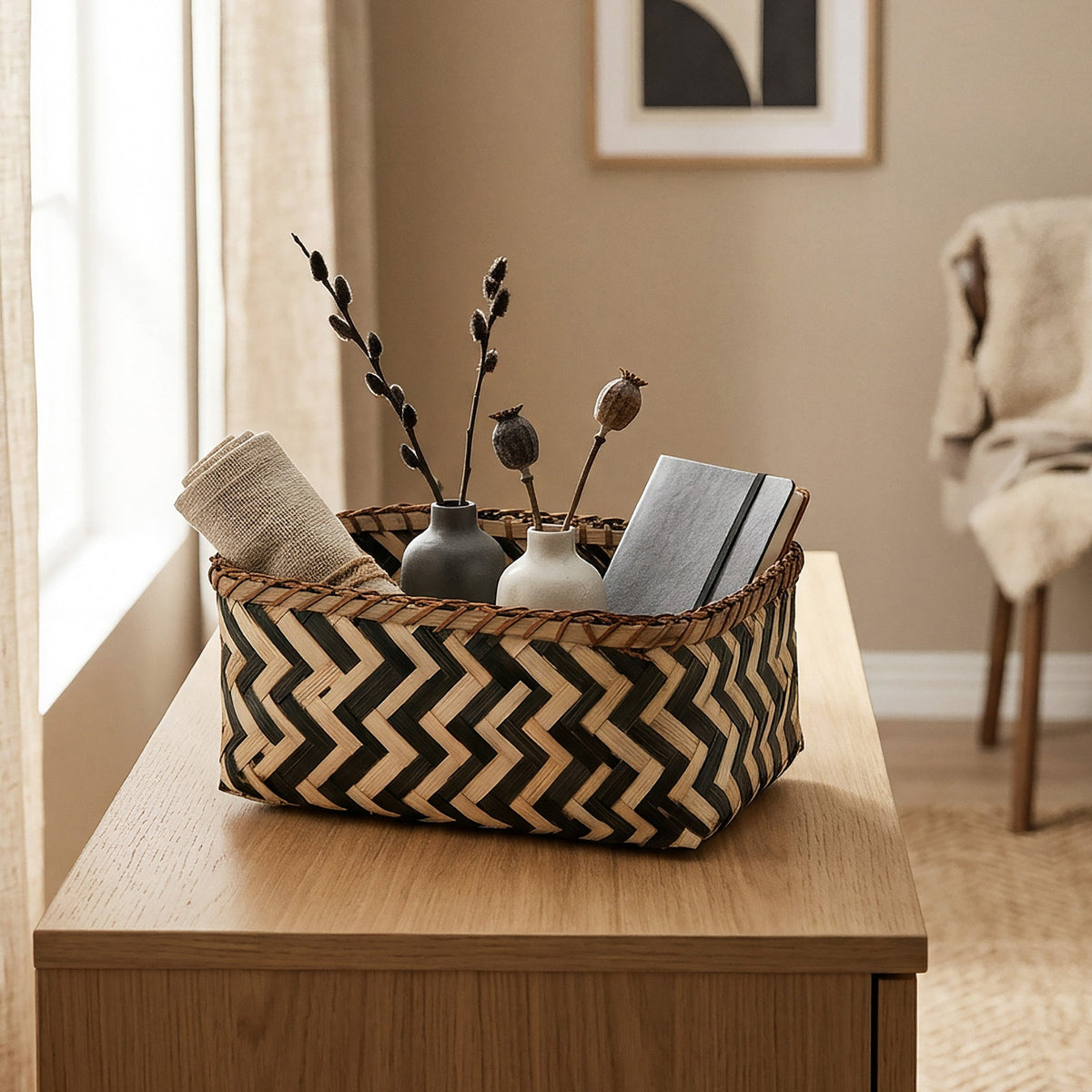 Panier De Rangement Bambou Tressé M