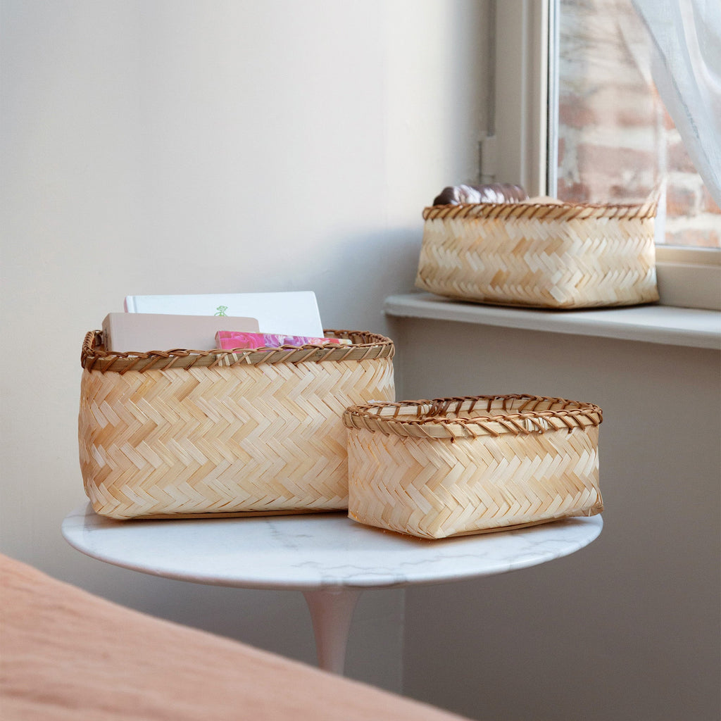 Panier De Rangement Bambou Tressé M
