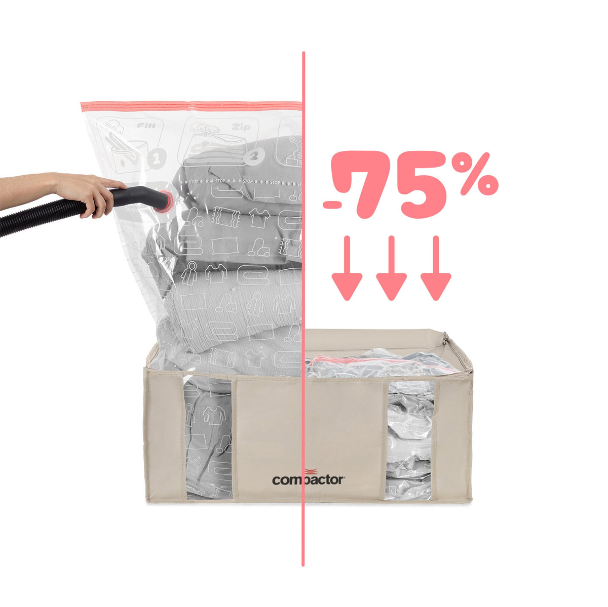 Lot 3 Housses De Rangement Sous Vide - Tailles M + L + XXL