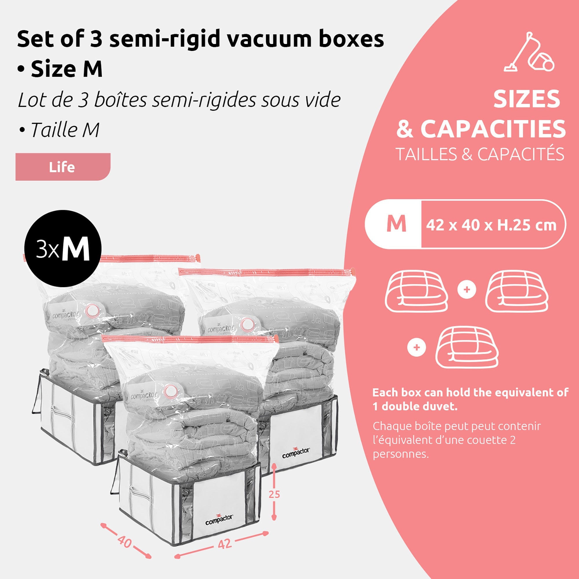 Lot 3 Housses Rangement Sous Vide M