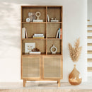 Bibliothèque Delya en bois massif de mindi et rotin