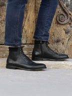 Rangers Boots À Col Cuir Noir - Homme