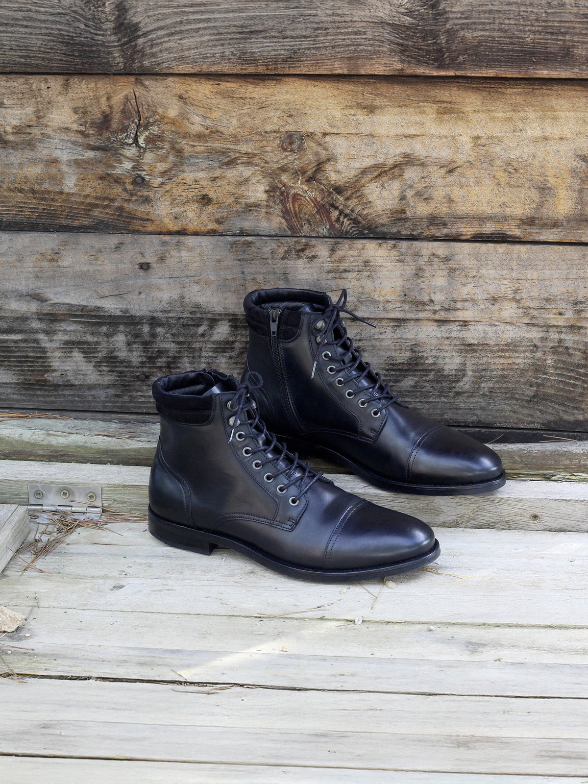 Rangers Boots À Col Cuir Noir - Homme