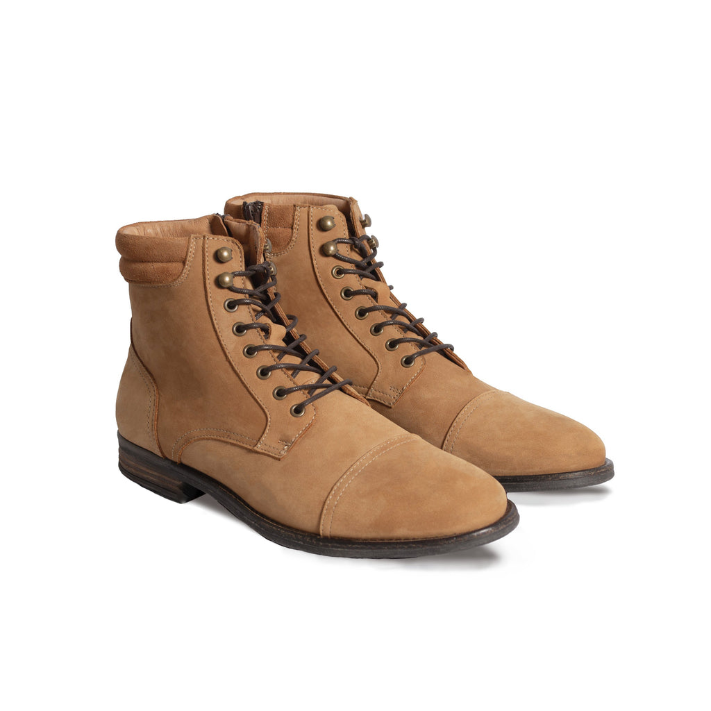 Ranger Boots À Col Cuir Nubuck Cognac - Homme