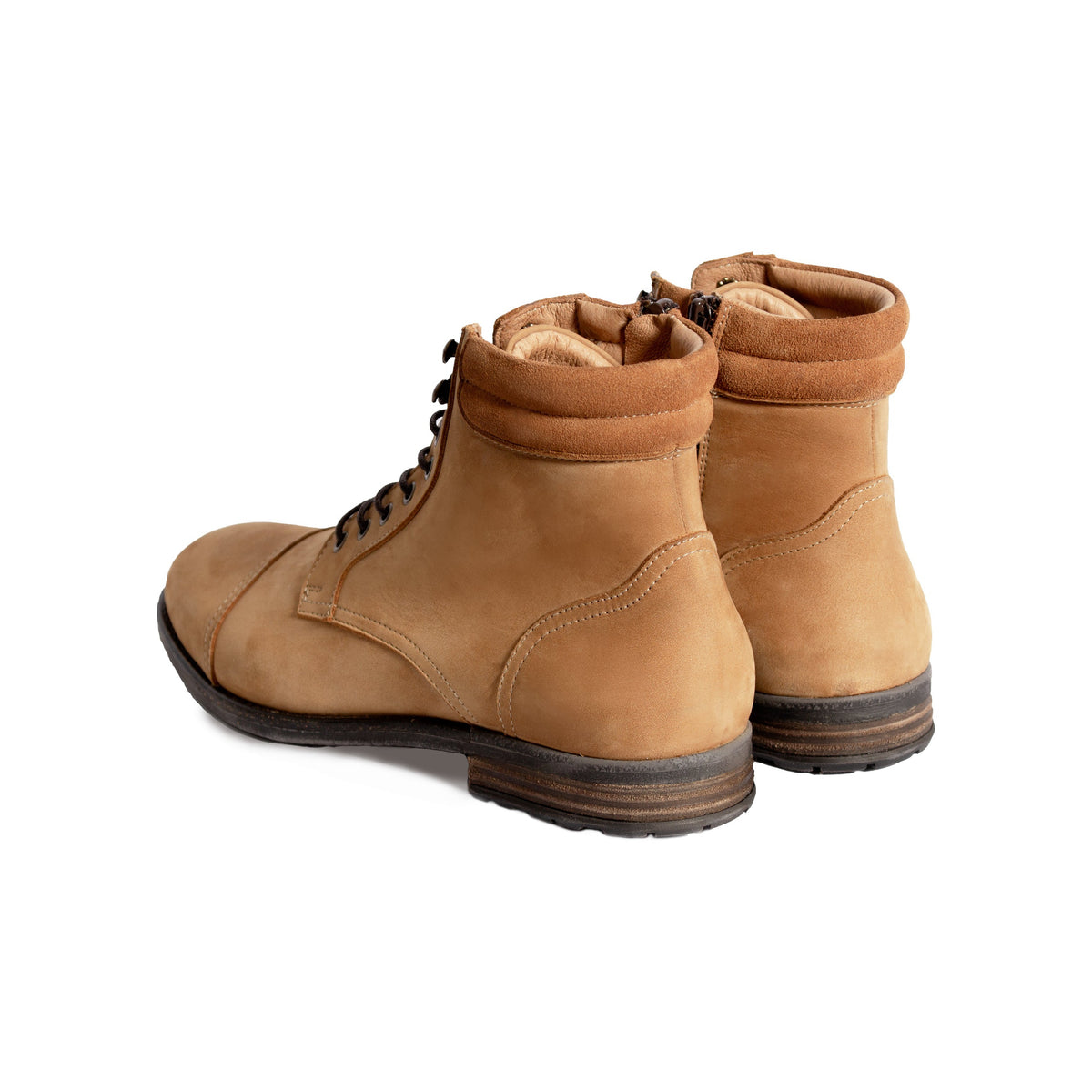 Ranger Boots À Col Cuir Nubuck Cognac - Homme