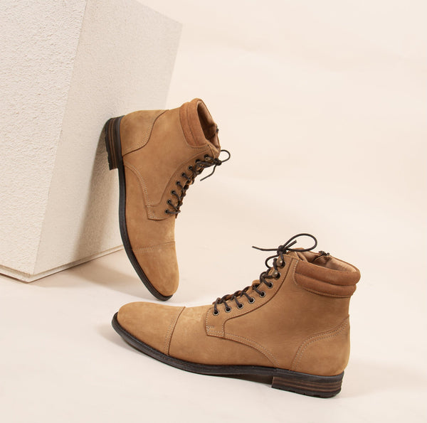 Ranger boots met kraag van nubuckleer cognac - Heren