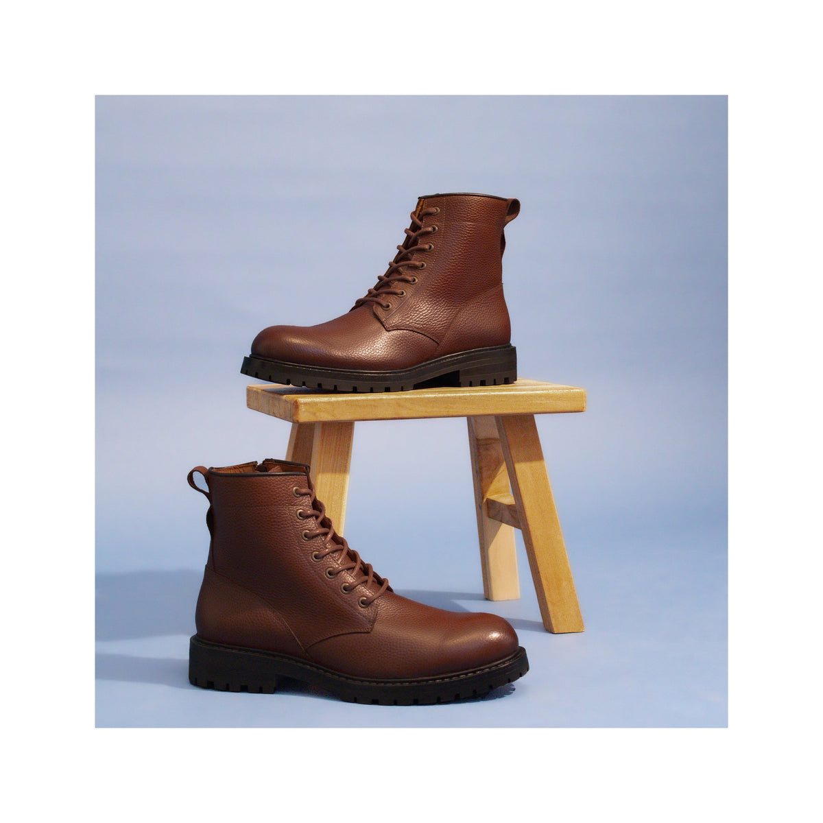 Ranger Boots Cuir Grainé Marron - Homme