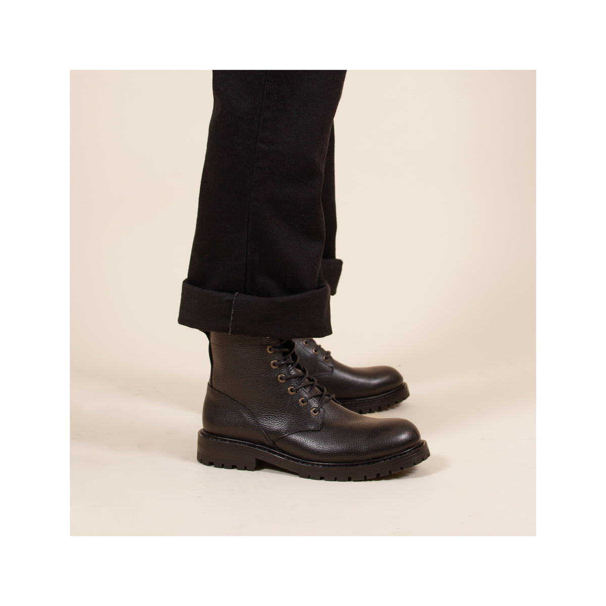 Ranger Boots Cuir Grainé Noir - Homme