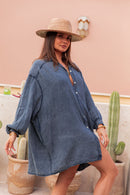 RAPHAËL Marine - Long Cotton Gauze Shirt