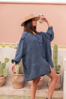 RAPHAËL Marine - Long Cotton Gauze Shirt