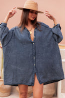 RAPHAËL Marine - Long Cotton Gauze Shirt