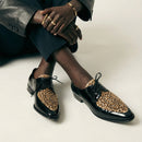 Céline Derbies Bout Pointu Vernis Noir & Léopard, Hedi Slimane Ss20