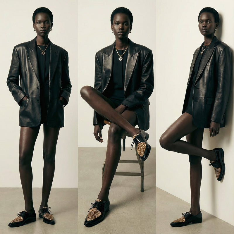 Céline Derbies Bout Pointu Vernis Noir & Léopard, Hedi Slimane Ss20
