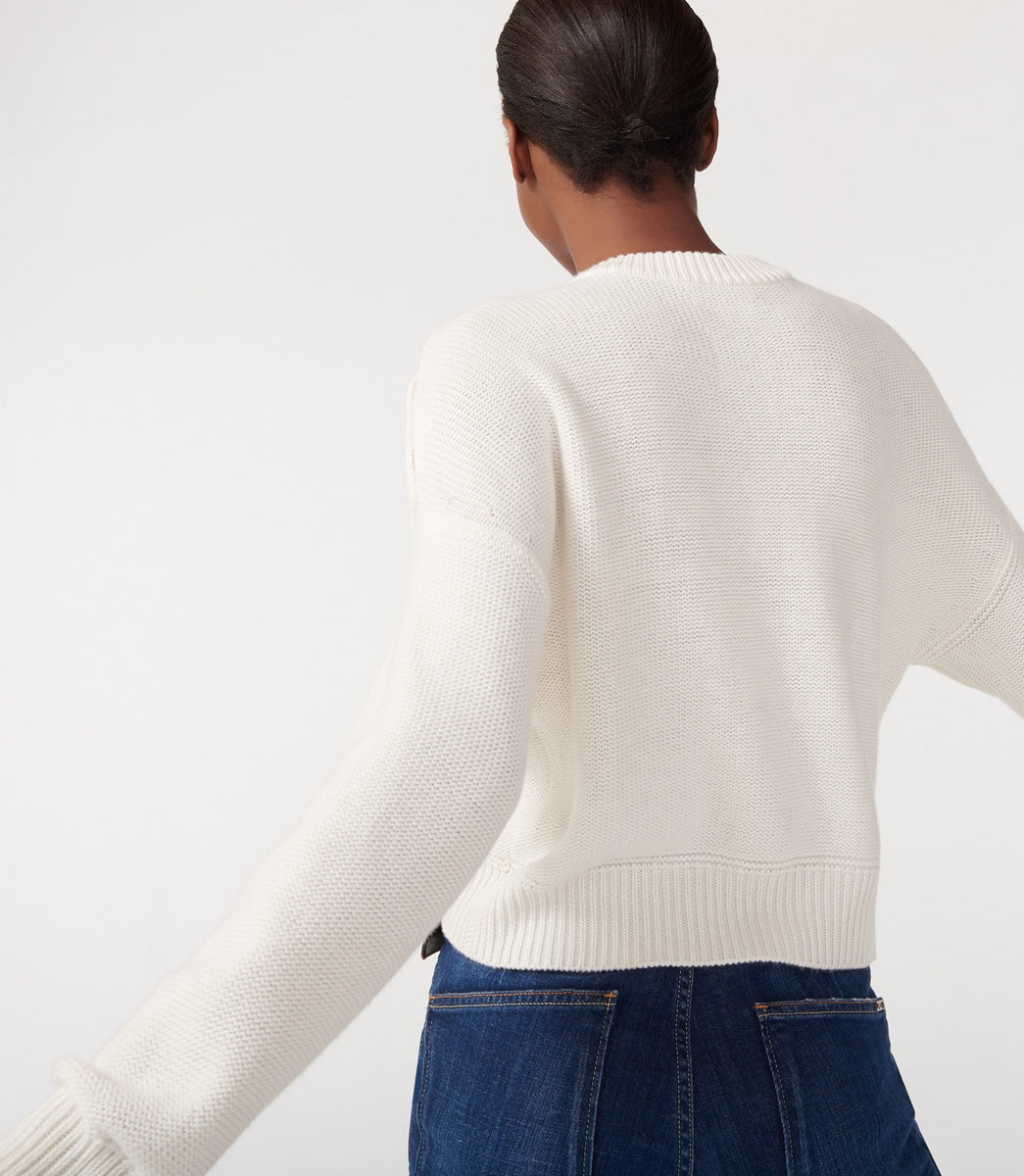 Hand-Embroidered Anchor Crew Neck Jumper - Natural - Women
