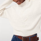 Hand-Embroidered Anchor Crew Neck Jumper - Natural - Women