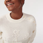 Hand-Embroidered Anchor Crew Neck Jumper - Natural - Women