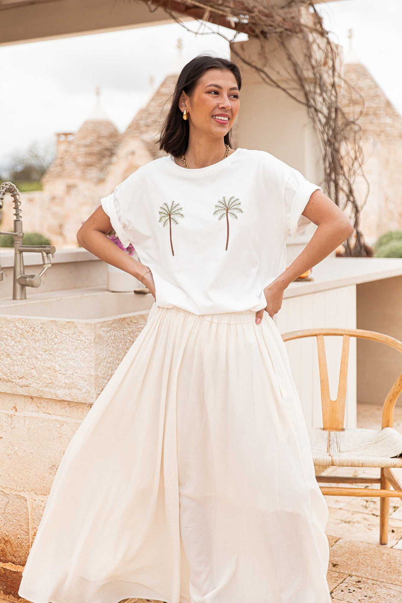 RAVEN Blanc - T-Shirt Brodé