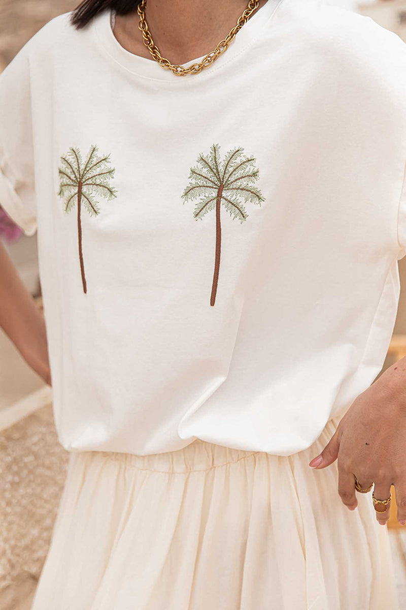 RAVEN Blanc - T-Shirt Brodé