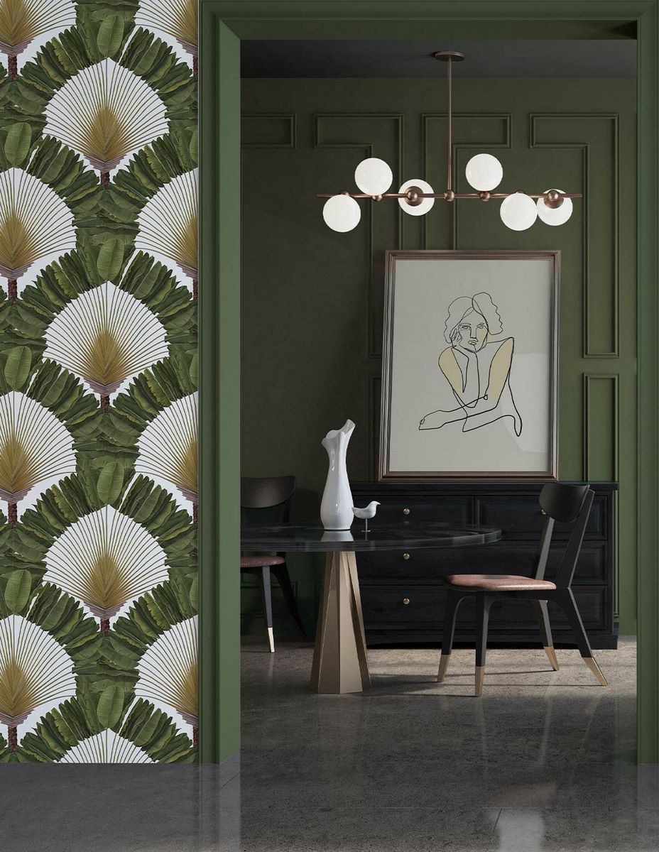 Ravinala Wallpaper - Lichen Green