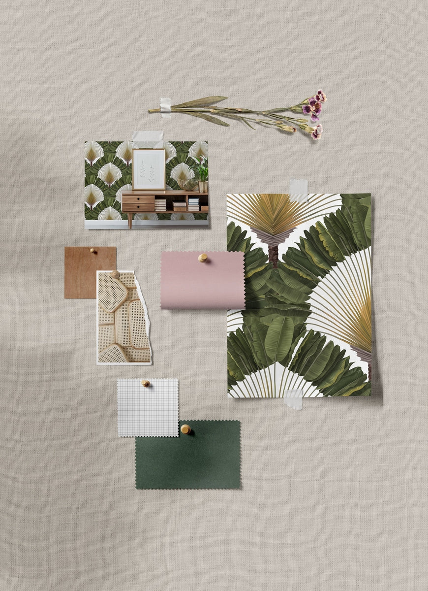 Ravinala Wallpaper - Lichen Green