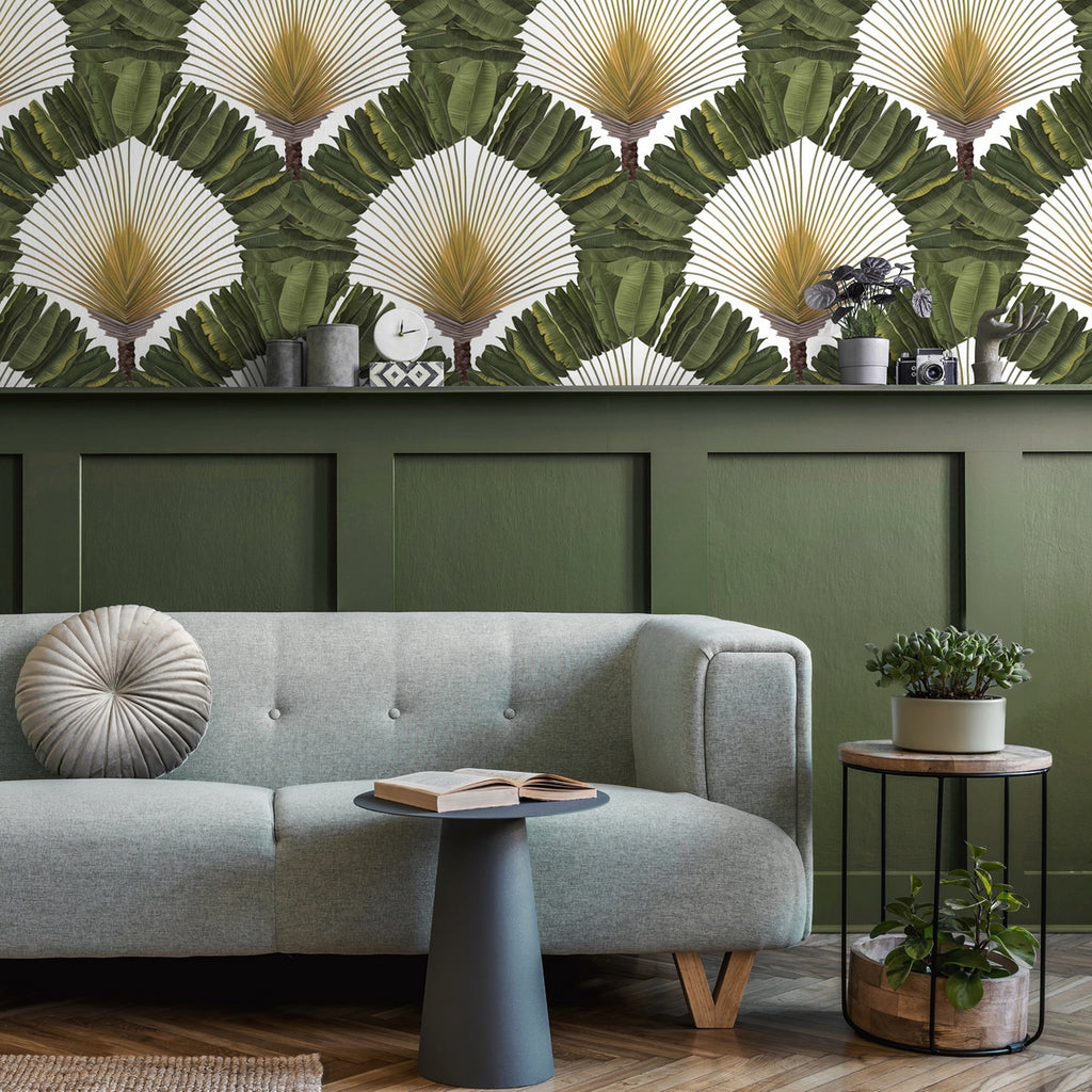 Ravinala Wallpaper - Lichen Green