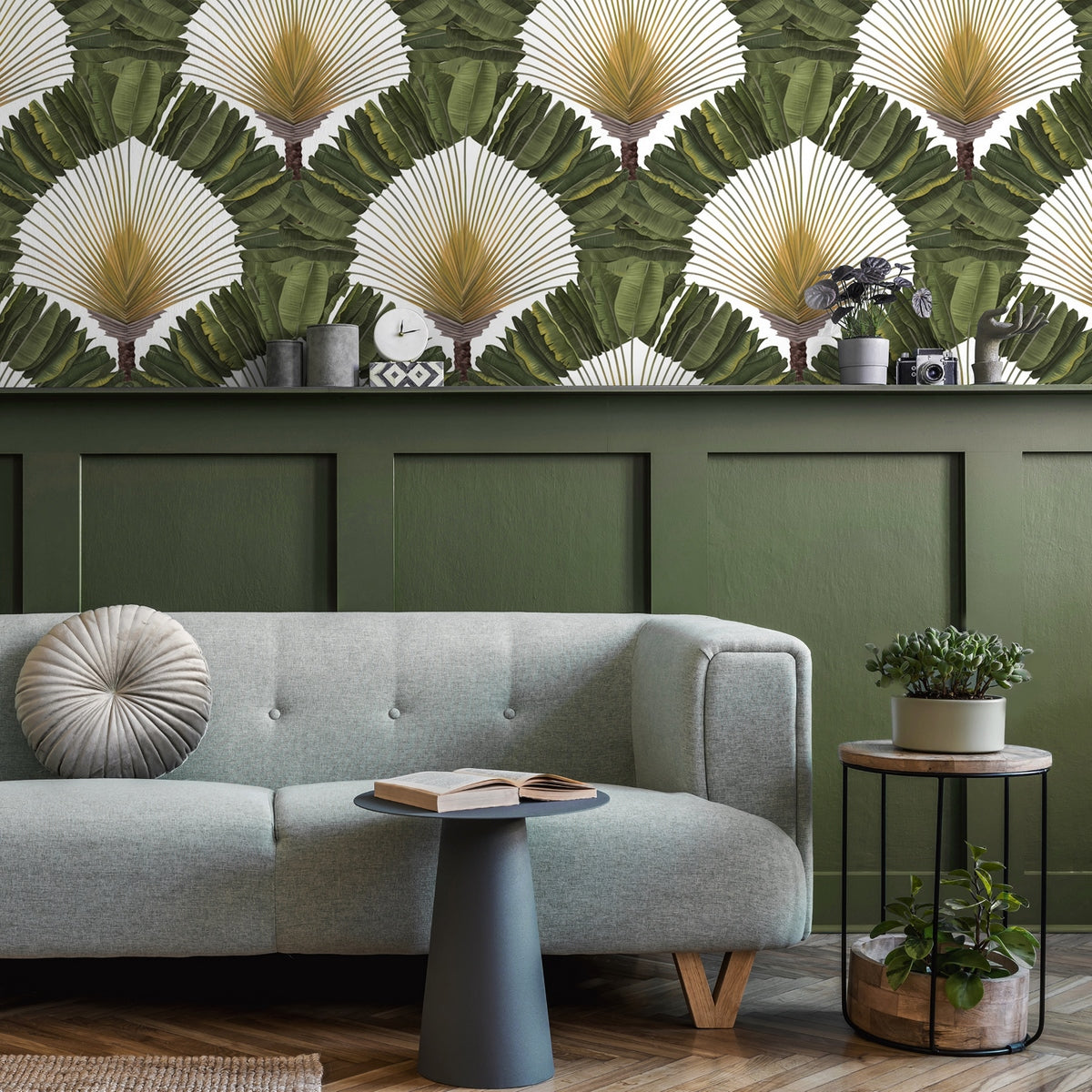 Ravinala Wallpaper - Lichen Green