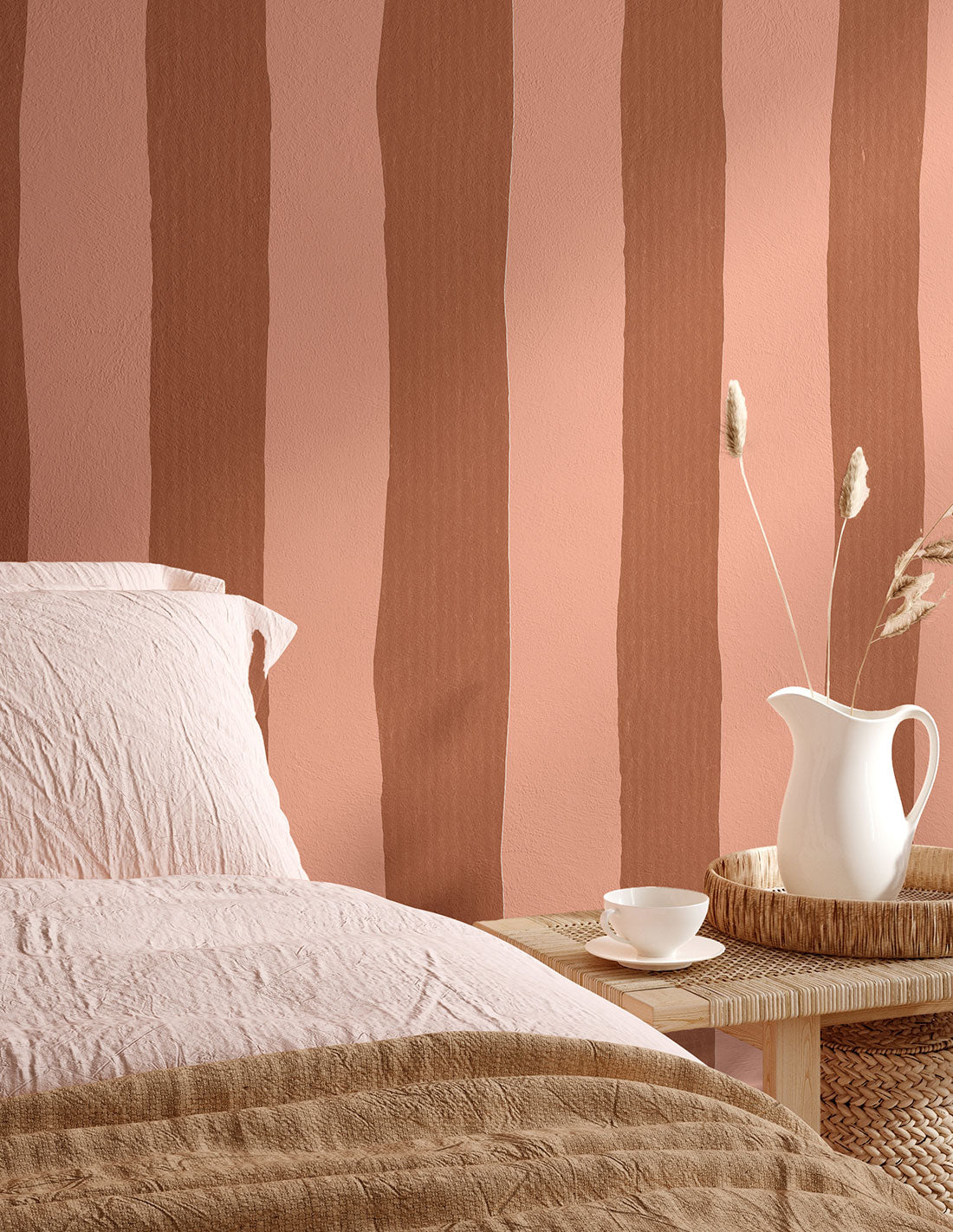 Striped Wallpaper - Orange & Rosé