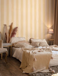 Striped Wallpaper - Wheat and Cream