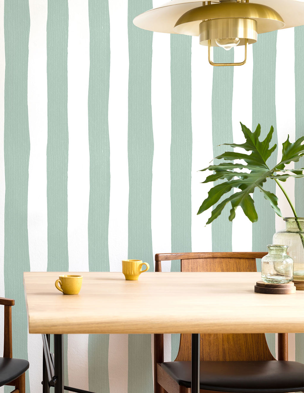 Rouleau Papier Peint Rayures - Vert Cactus