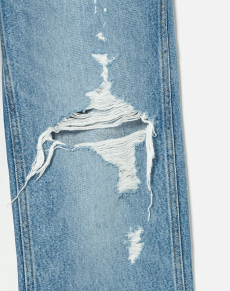 Jean 90S High Rise Loose - Destroyed Medium Blu