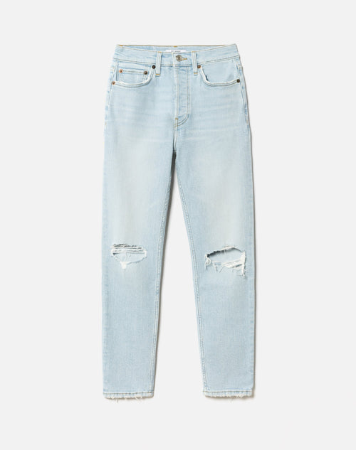Jean 90S High Rise Ankle Crop - Destroyed Icy Blue