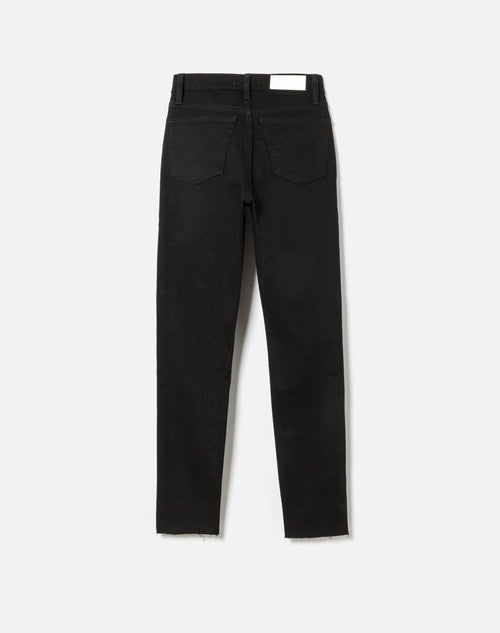Jean 90S High Rise Ankle Crop - Jet Black With Rips