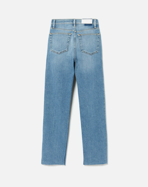 Jean 70S High Rise Stove Pipe - Brisk Blue With Rips