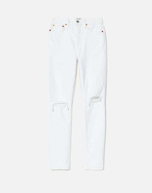 Jean 90S High Rise Ankle Crop - White Destroyed